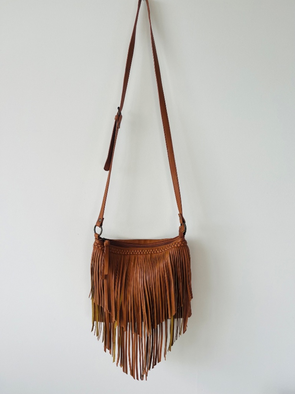 Soft Fringe Leather Crossbody Brown Tan Bag - Picture 3 of 7